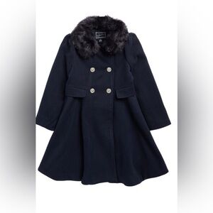 Rothschild Kids' Princess Faux Fur Collar Double Breasted Long Coat Size S 7/8